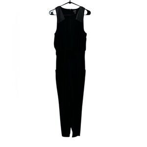 Nicole by Nicole Miller Black Sleeveless V Neck Jumpsuit Front Pockets Size XS